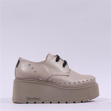 Marco Moreo Vale Lace Stud Wedge Shoe - Taupe Leather